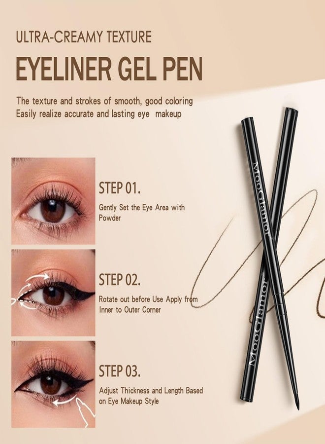 MooGlamor New 12 Pcs Black Eyeliner Pencil Gel Eyeliner Pen with Retractable and Waterproof Eye Liner for Bold and Defined Eye Liner（Black） - Image 3